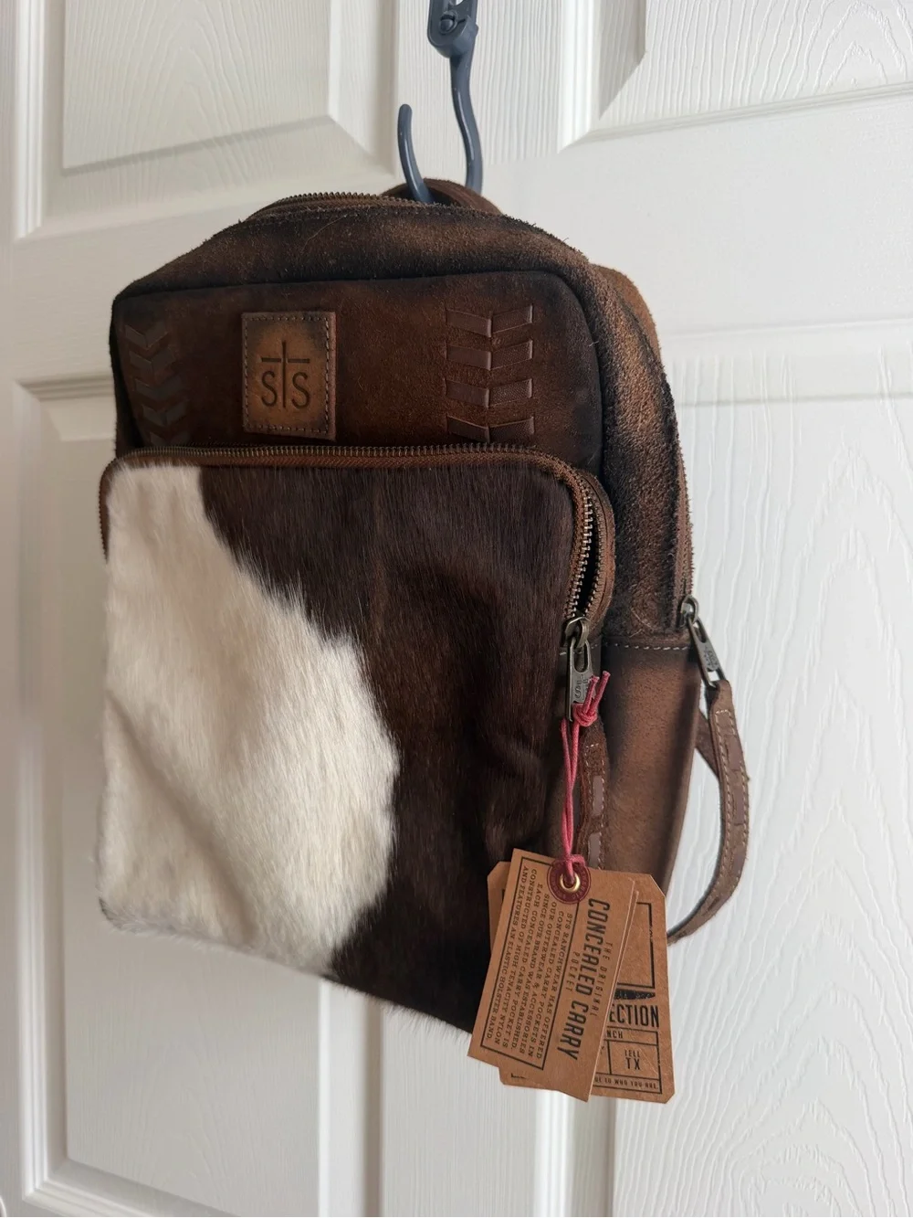 STS Ranchwear Brown and White Hair-On Leather Backpack